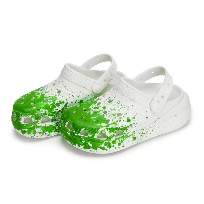 Crocs Crush Clog 811 Manufacture Encourage Live Special Shoe Box Distressed Fluid Splash Ink Personality Unisex Same White Green