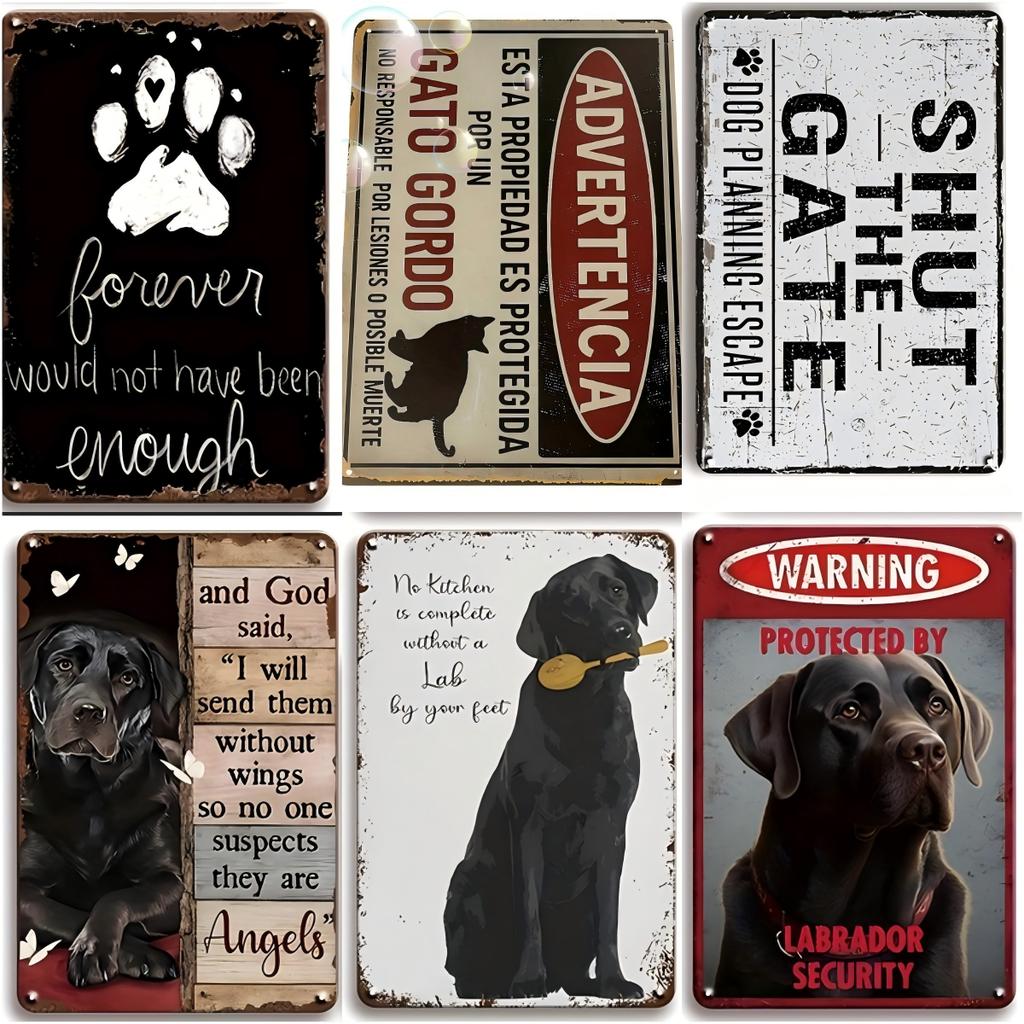 6pcs Metal Tin Sign Set Vintage Wall Art Pendants for Dog House Pet Store   Dog Grooming Salon Living Room Home Office