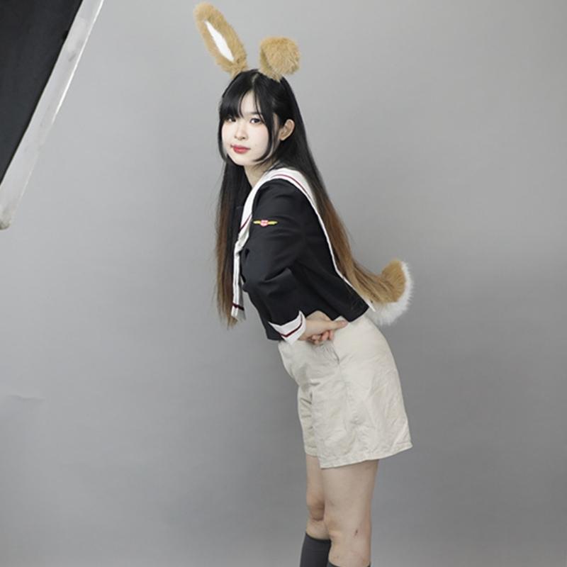 Soft Rabbits Tail Lovely Rabbits Ears Headband Plush Animal Tail Decorations Rabbits Ears Headwear for Halloween Party