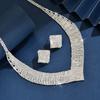 3PC Women's Fashion Geometric Zircon Necklace Earrings Zircon Set Suitable for Wedding, Party, Festival Gifts-8540