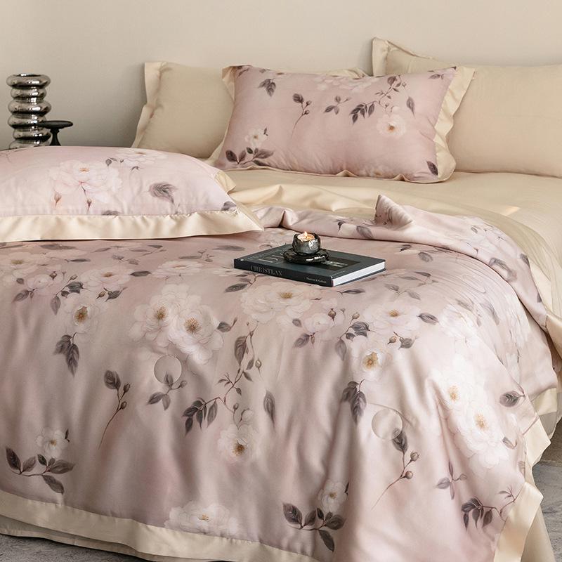 Double-Sided Tencel Summer Quilt Set: 100% Lyocell, Machine Washable, Cool, Thin Blanket
