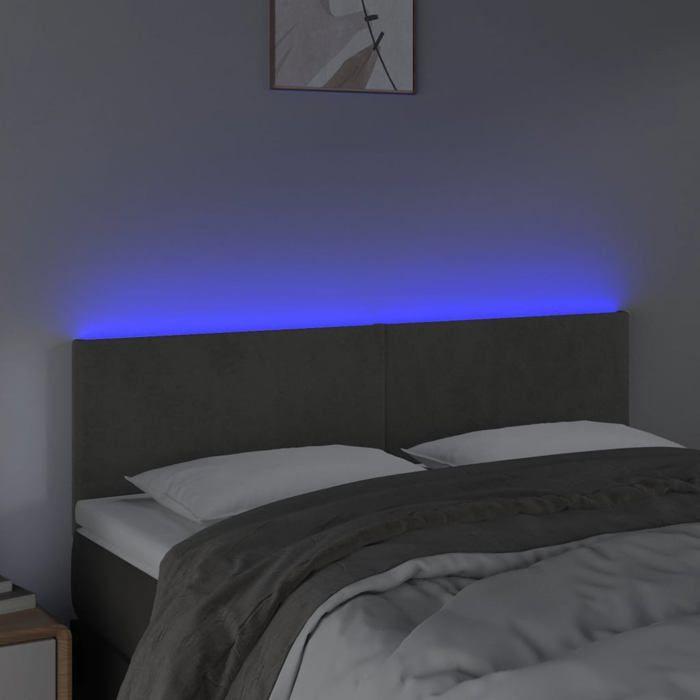VidaXL Tête de Lit à LED Meuble de Chambre à Coucher Accessoire de Lit Double Tête de Cadre de Lit Intérieur Gris Foncé 3121381