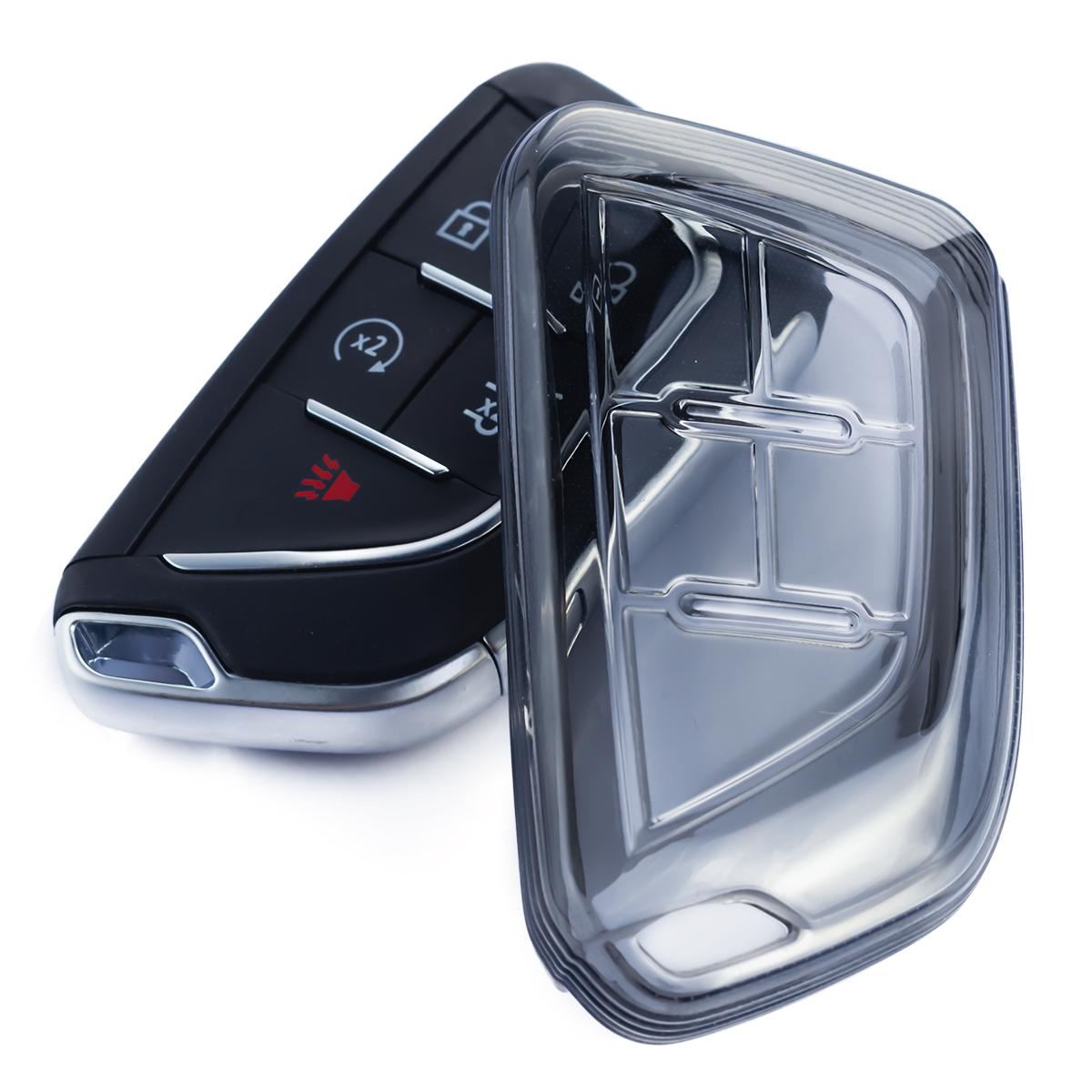 

Slim Car Key Fob Case Cover Keychain Holder For Cadillac Lyriq XT4 CT4 CT5 Accessories Black Transparent