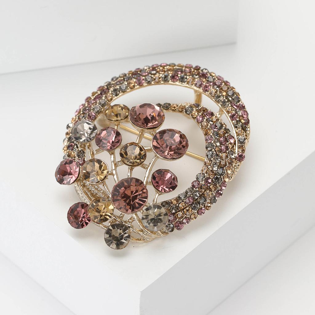 Creative Retro Alloy Rhinestone Hot Air Balloon Brooch High-End Exquisite Women'S Clothing Corsage Jewelry Pin