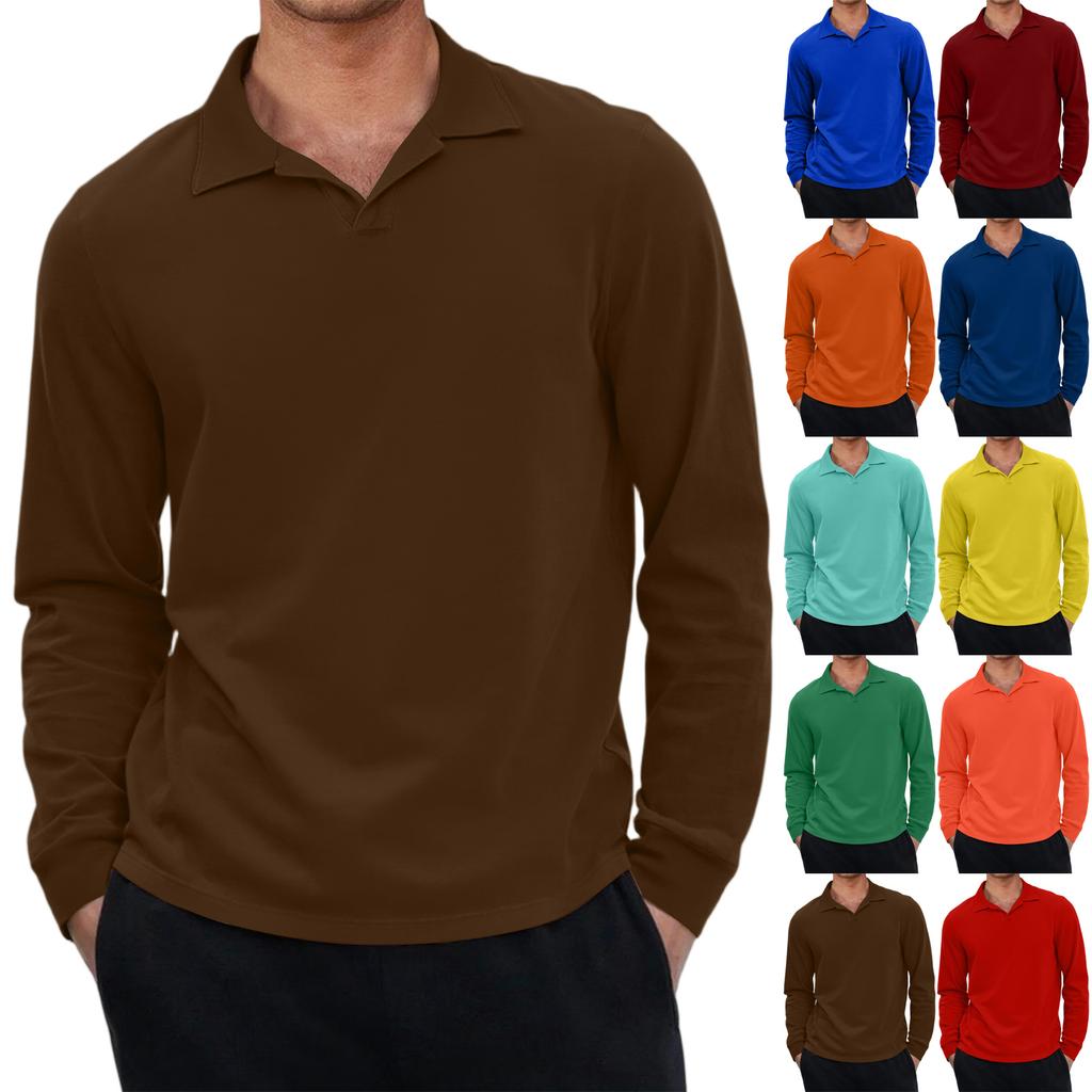 Men's Casual Retro Small V-neck Long-sleeved Top