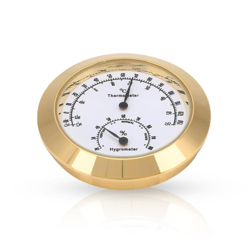 Round Guitar/Violin Case Thermometer/Hygrometer for Cases, Room Accessories (Golden)