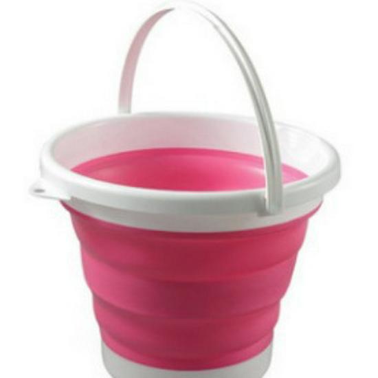 Portable Foldable Water Bucket with Lid - Silicone Plastic for Outdoor, Car Wash, Handheld Use