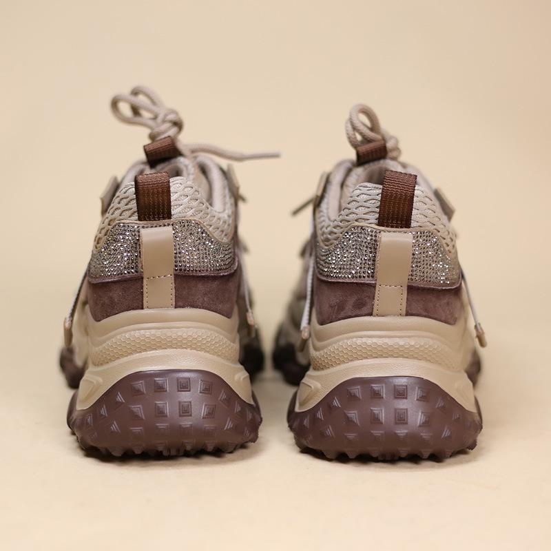 2025 Women's Autumn Dad Shoes - Stylish, Height-Increasing, Elegant European Design with Rhinestone Details