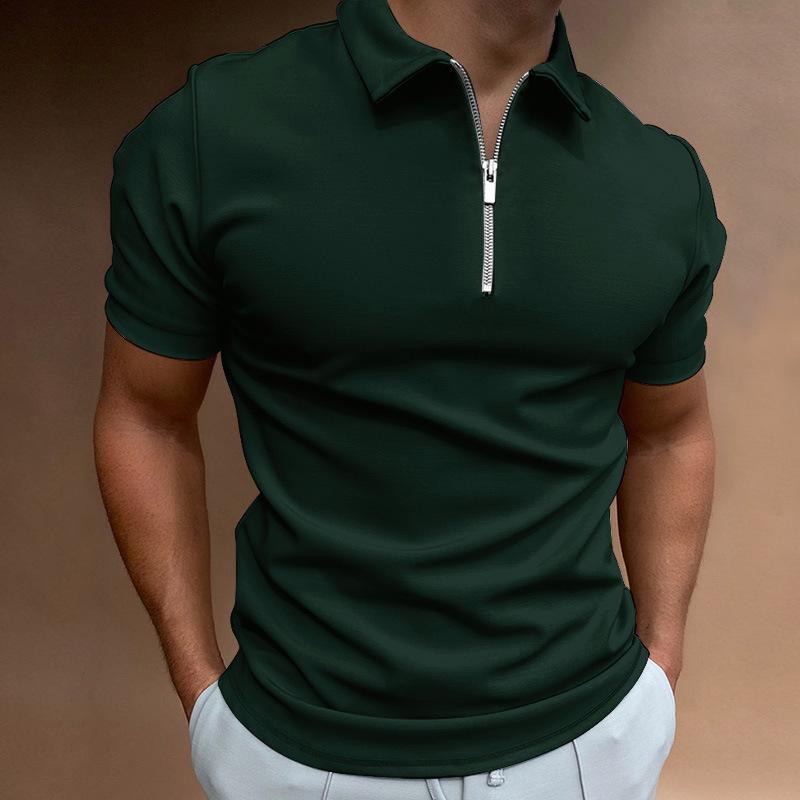 2023 Herren Slim-Fit Poloshirt: Einfarbig, Kurzarm, Umlegekragen, Europäischer & Amerikanischer Stil, Größen bis 5XL.