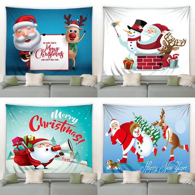 Merry Christmas Cartoon Santa Claus Printed Pattern Tapestry Home Living Room Bedroom Decoration Background Cloth Tapestry