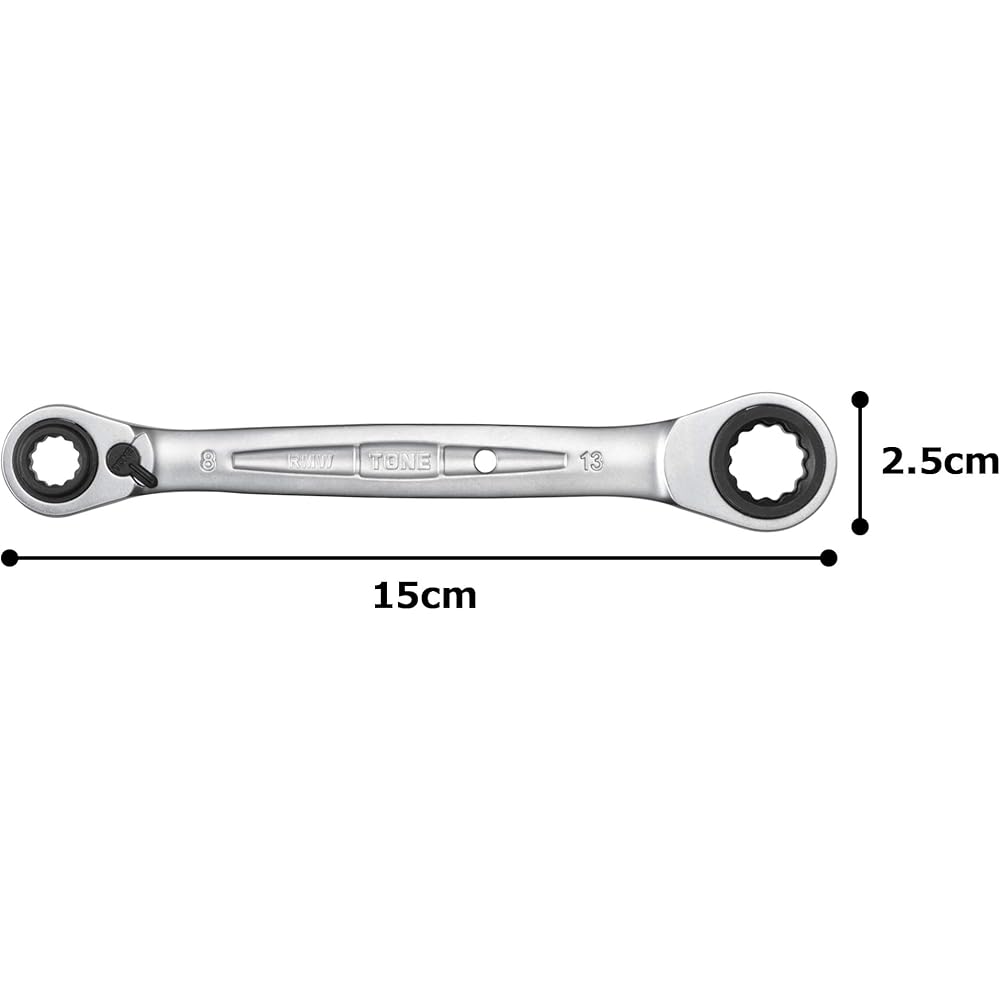 TONE 4WAY Ratchet Wrench RMW-0813 8mm 10mm 12mm 13mm Dual Size Tool