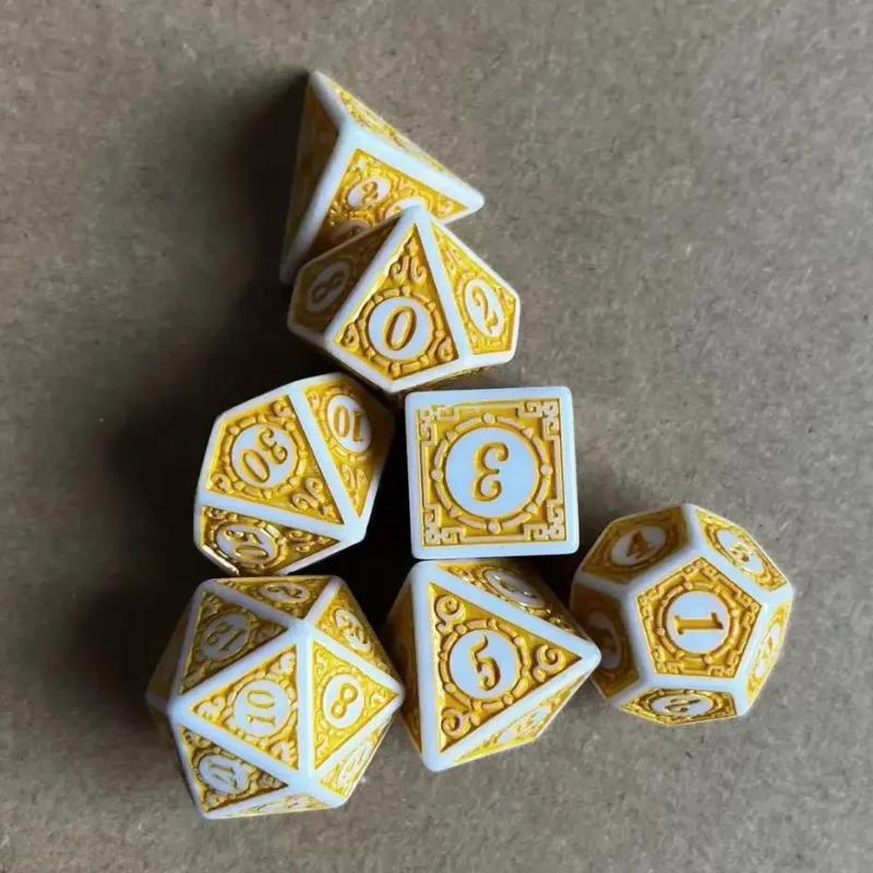 7pcs/lot Dice Set Numbers of D4 D6 D8 D10 D12 D% D20 D4 D6 D8 D10 D12 D20 for TRPG D&D Entertainment Table Game Digital Dice