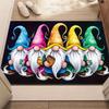 Festive Gnome Door Mat, Non-Slip Machine Washable Indoor Outdoor Entrance Mat with Whimsical Gnome Design Seasonal Home Accent