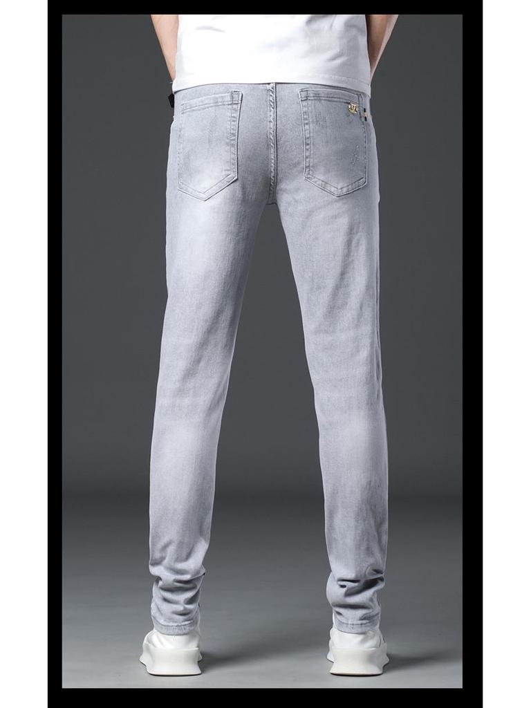 Pánské bílé džíny Slim Fit Light Wash – letní trendy elastické ležérní kalhoty