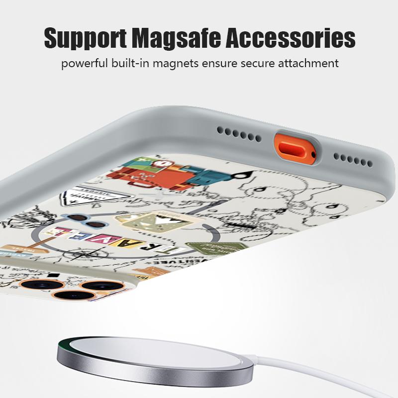 Travel Map Patterned Magnetic Phone Case For iPhone 17 Pro Max 16 15 14 13 Pro Max For Magsafe Wireless Charge TPU PC Back Cover