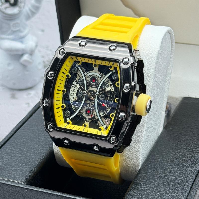 JYL Men's Watch Cool Waterproof Barrel Silicone Strap
