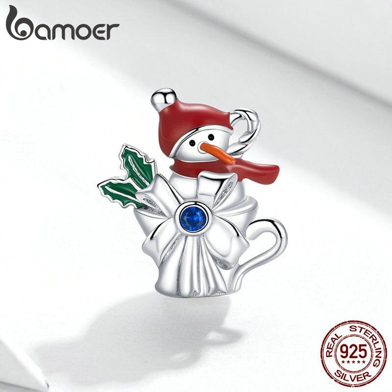 

Bamoer, натуральное серебро 925 пробы, чашка снеговика, металлический кулон для браслета, оригинальный женский серебряный DIY ювелирных изделий 925 silver