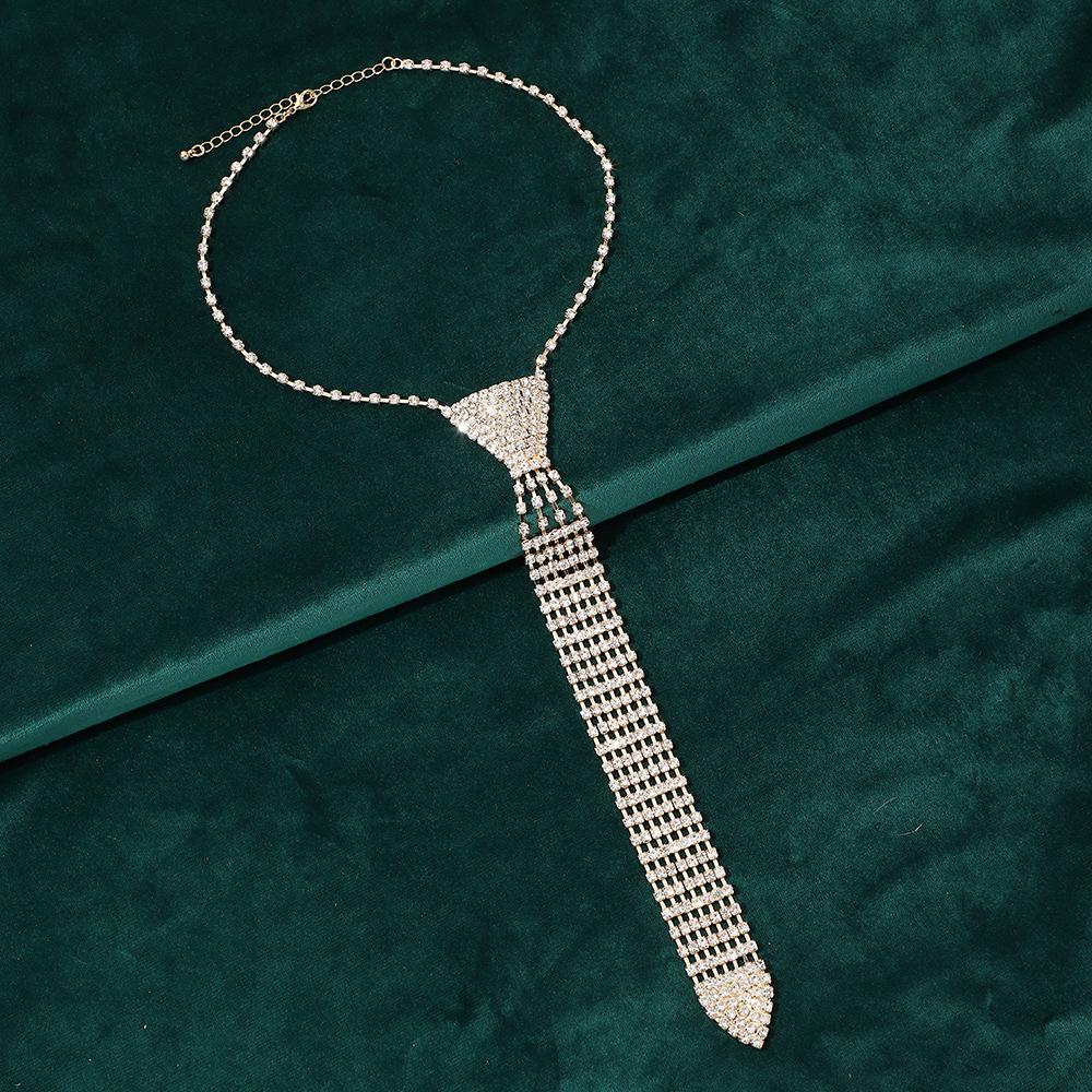 Rhinestone tassel necklace, long personalized exaggerated wind claw chain necklace