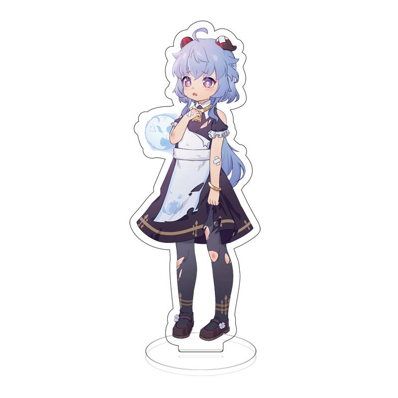 Genshin Impact Q Version Figurenständer Modellplatte Keqing Qiqi YanFei Venti Hutao Stehendes Schild Niedlicher Dienstmädchen-Themen-Schlüsselanhänger