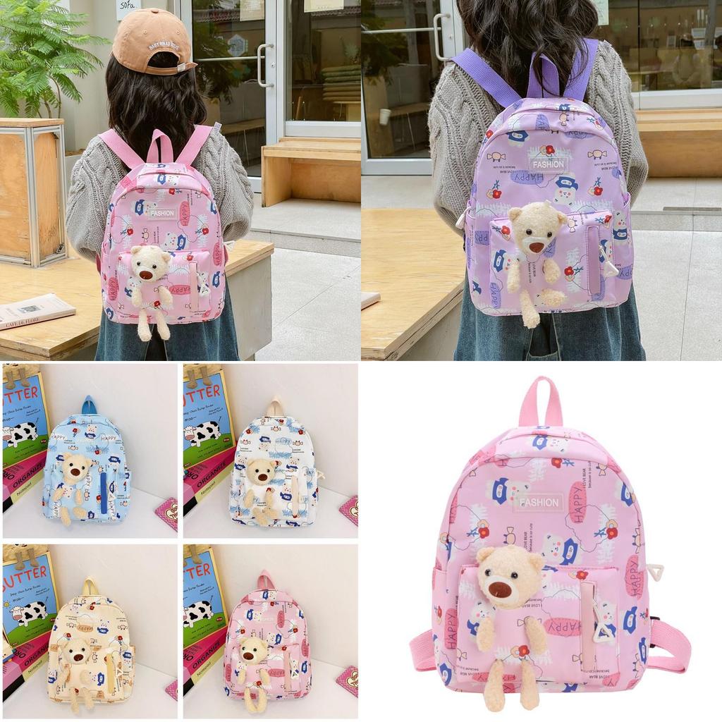 Adorable Cartoon Bear Backpack For Kids Stylish Kindergarten Book Bag In Blue And Pink