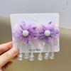 Hairpin Gradient Organza Flowers Bowknot Imitation Pearl Decor with Beaded Tassel Hair Clip