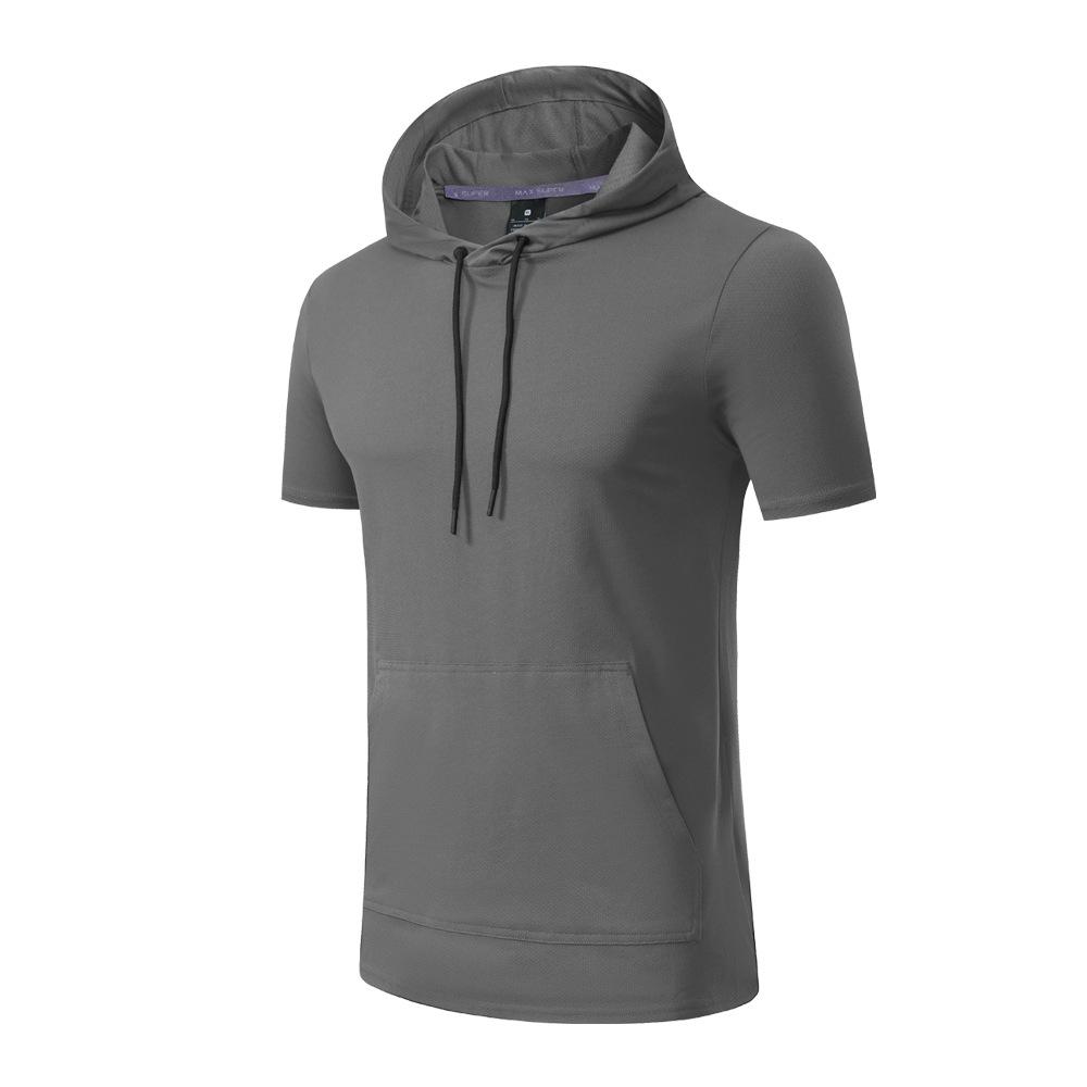 Sommer Kapuzen-Sweatwear Herren Kurzarm Lockeres T-Shirt Leicht Atmungsaktiv Kragen