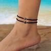 Bohemian Multilayer Rice Bead & Shell Anklet Set