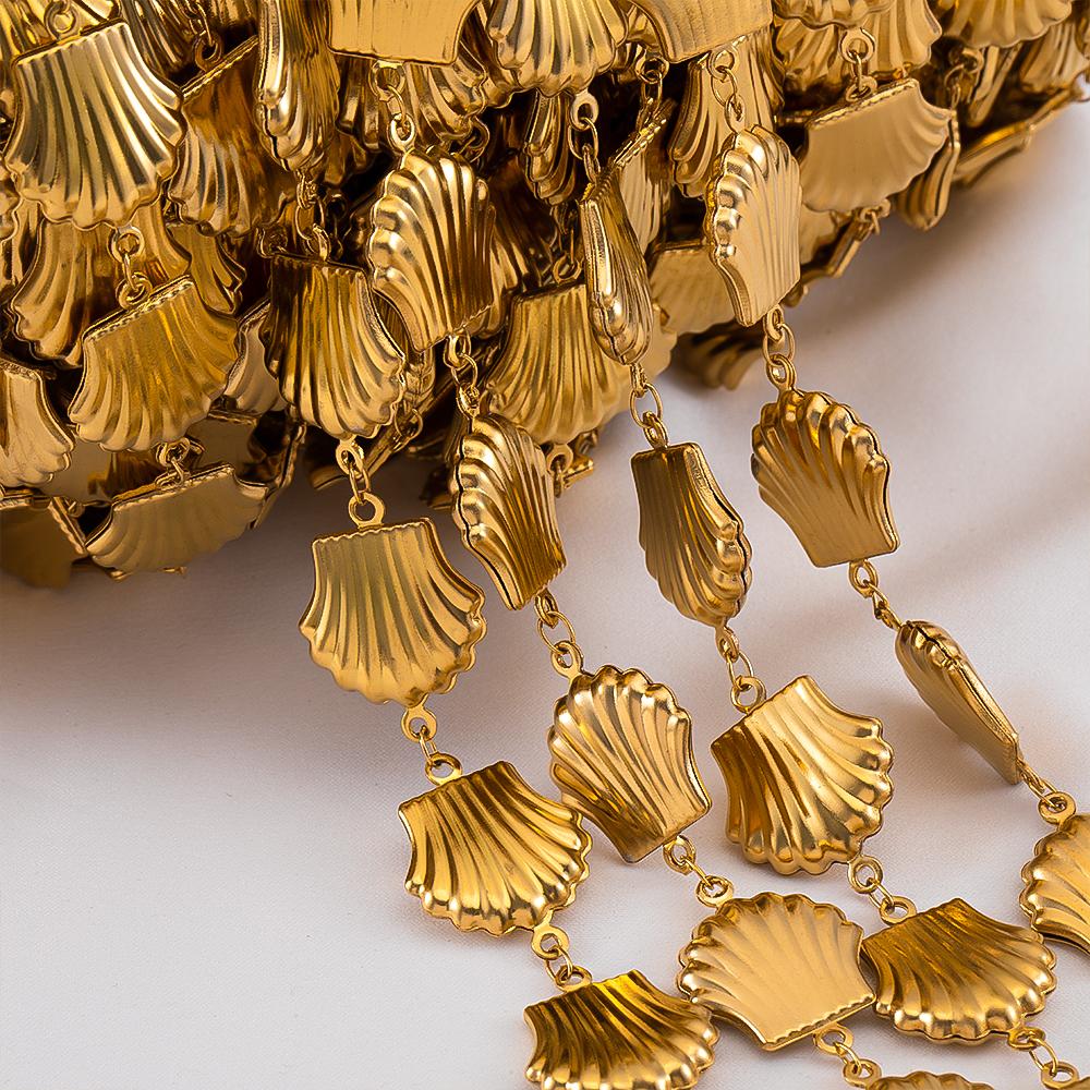 1M Stainless Steel Hip Hop Punk Butterfly Heart Ocean Shell Chain DIY Jewelry Necklace Bracelet Gold Plated Necklace Components