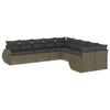 10 Piece Garden Sofa Set with Cushions Light Grey Poly Rattan