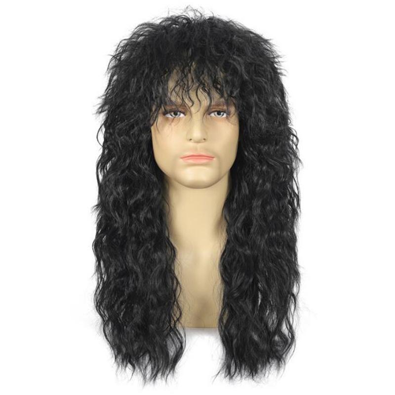 70s 80s Rockstar Cosplay Wig Rocker Black Brown Blonde Hair Punk Fluffy Curvy Halloween Party Mullet Wigs Rock Accessories