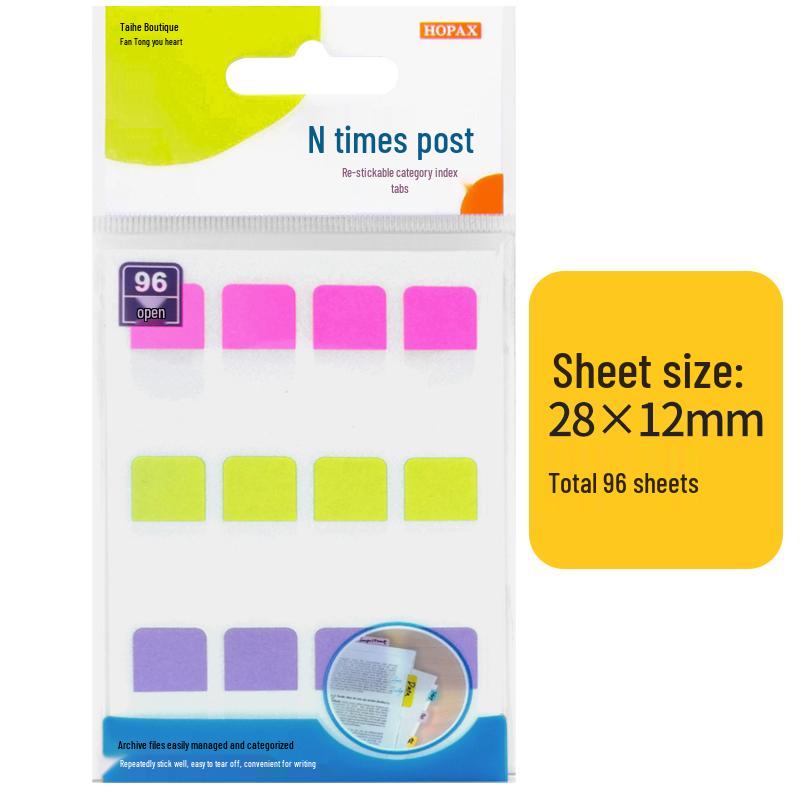 Repositionable PVC-Paper Index Labels: Colored Office Sticky Notes for Students