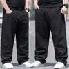 Men's Plus Size Loose Fit Jeans - Autumn Wide Leg, Elastic Waist, Straight Cut