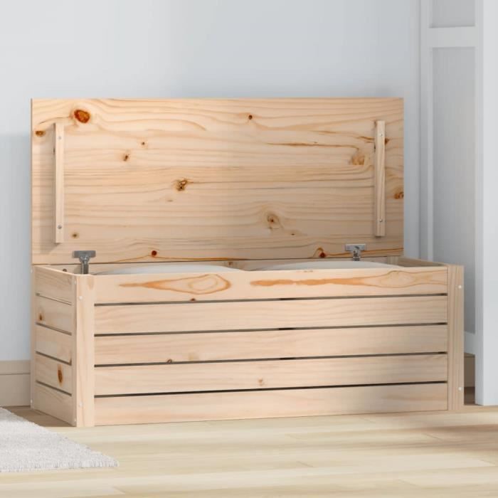 823619 vidaXL Storage Box 89x36.5x33 Cm Solid Pine Wood