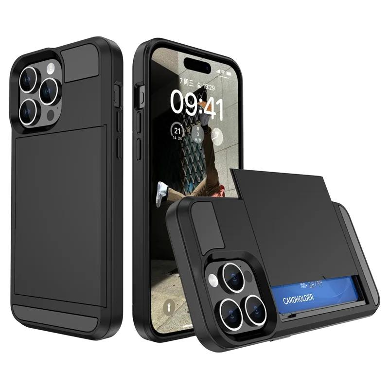 Custodia per Telefono per IPhone 17 Air 16E 16 15 14 Plus 13 12 11 Pro Max Portafoglio con Scomparto Porta Carte Tasca Scorrevole Cover Protettiva