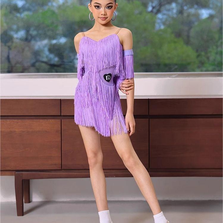 

purple fringe skirt latin dance competition costume Sexy underwear dance skirt bodysuit dance suit stage costume dance wear 120 фиолетовый