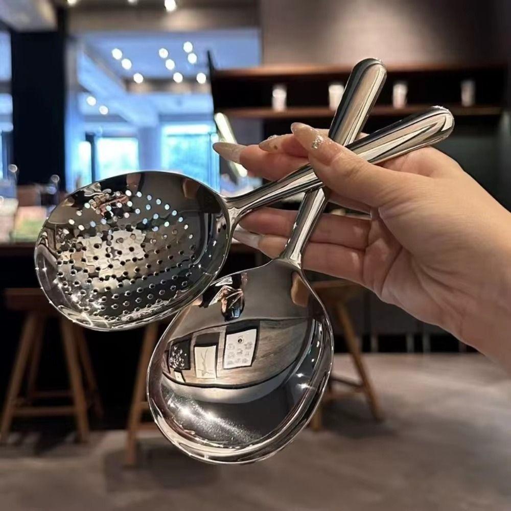 Durable Stainless Steel Non-stick Rice Spoon Easy to Clean Comfortable Rice Spoon Colander Rice Shovel for Household