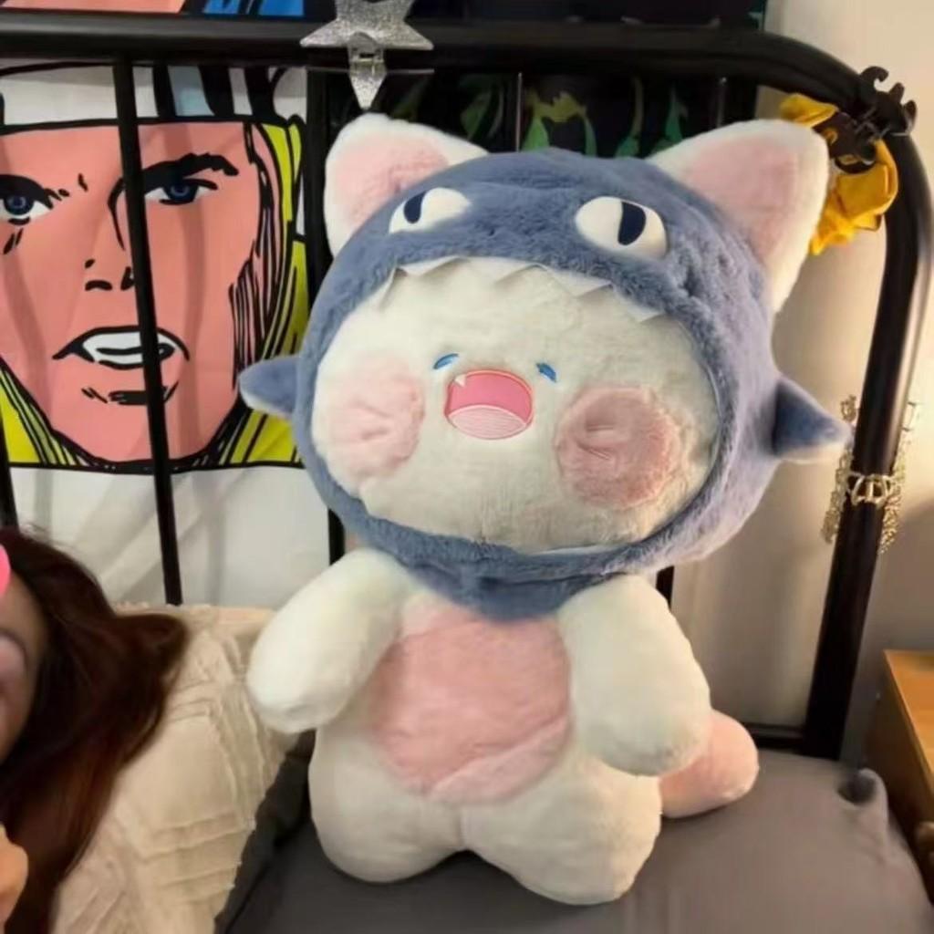 Cute Shark Plush Doll Cat Bed Soft Doll Shark Cat Birthday Gift for Girls