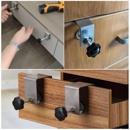 Granmagazz Adjustable Bracket Clamps, Set of 4, for Drawers, Desks, Cabinets, and More, DIY Fixing Clamps