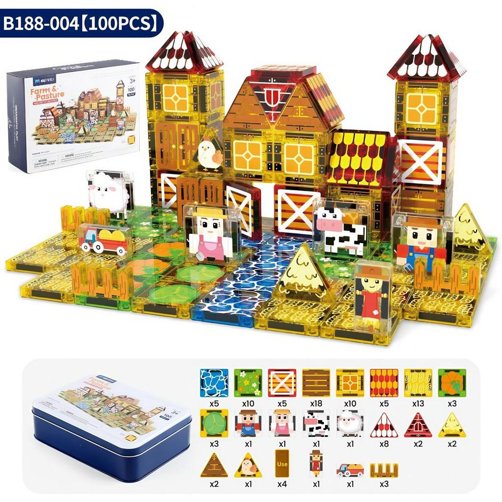 Christmas Mini Magnetic Blocks Set For Kids With Portable Iron Box Puzzle Toy For Holiday Gift
