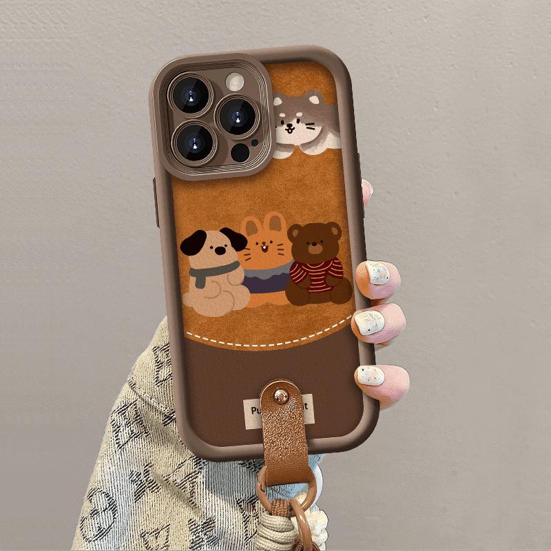 The Row Sitting Cartoon Phone Case Is Suitable for IPhone16promax  IPhone 15 Protection 14 Cute  13 Creative Lanyard