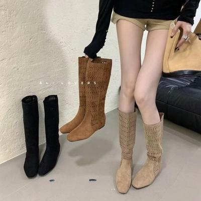 Fashion Women's Simple ComfortableHigh-quality High Boost Designer Hollow Knee High Shoes 2025 Spring and Autumn Fashion New Boot