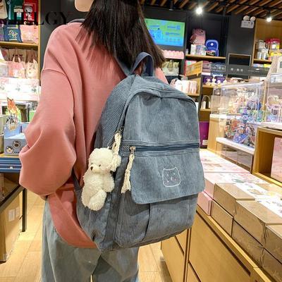 Schoolbag Female Korean Version of Harajuku Corduroy All-match Cute Backpack