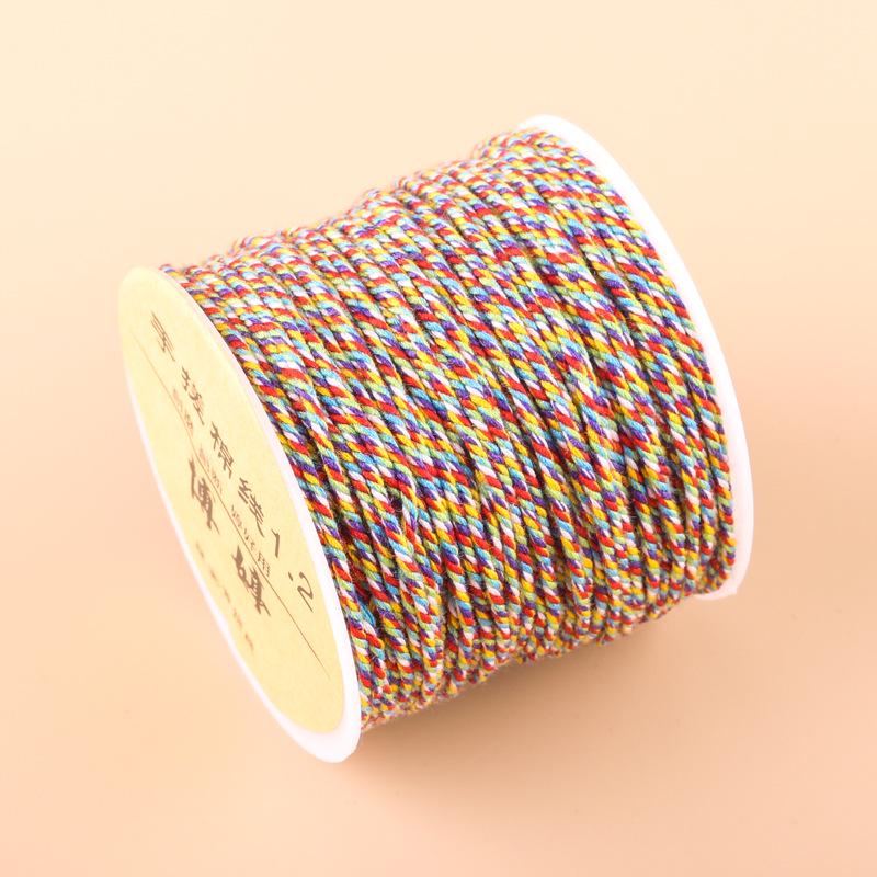 20m Multicolor Tie-Dyed Cotton Thread for DIY Moon Bodhi Bracelet