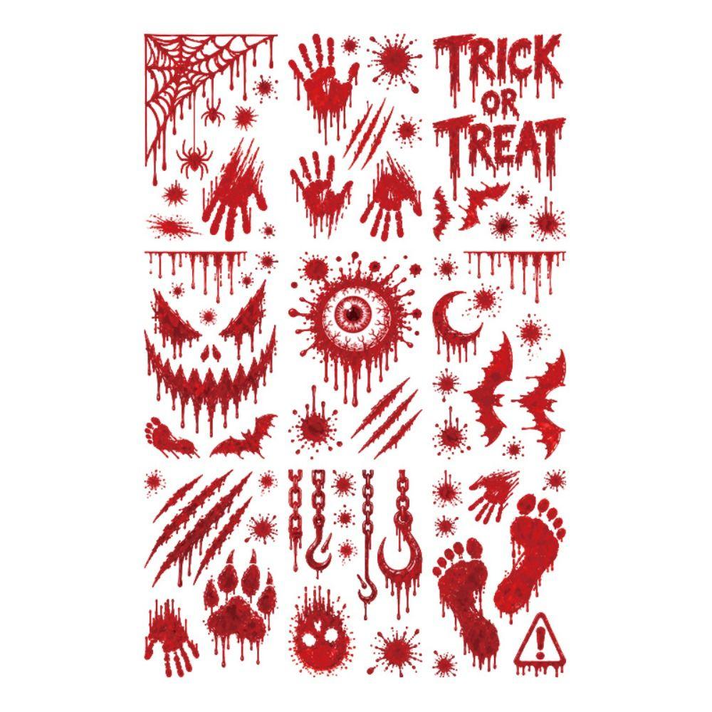 Self-adhesive Bloody Handprint Stickers Scary Realistic Footprint Glass Stickers  Home Decoration