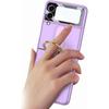 Phone Case for Samsung Galaxy Z Flip 3 Built in Screen Protector Phone Back Cover with Kickstand Ring Holder Purple