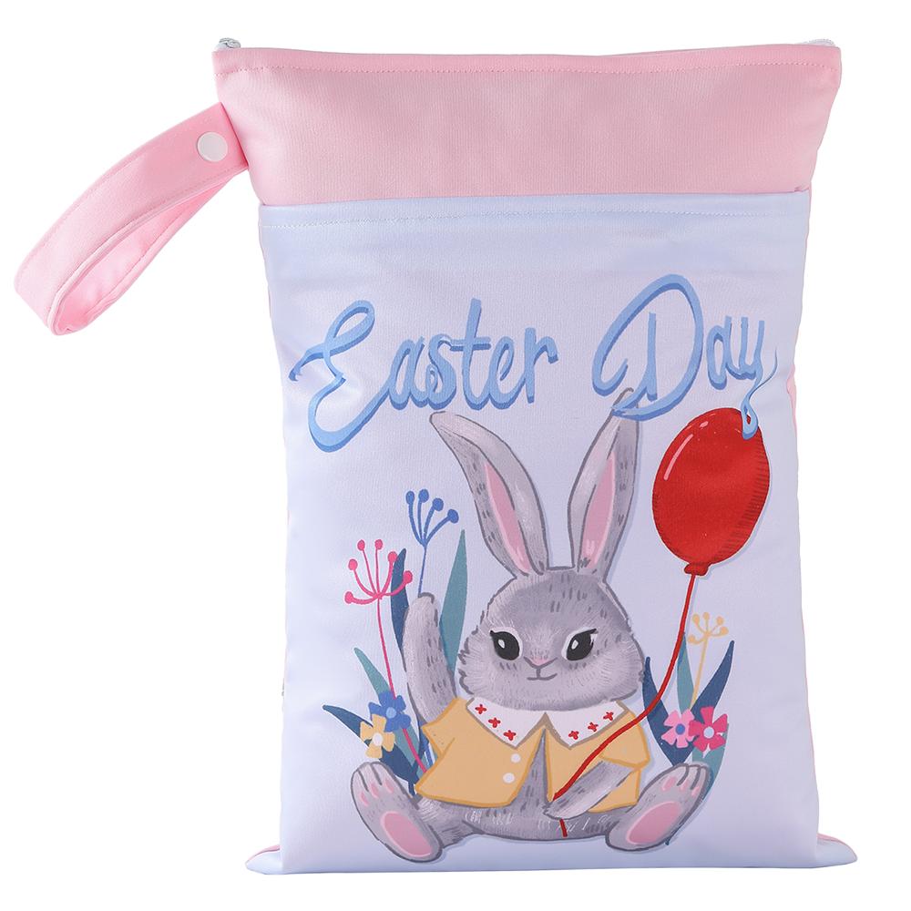 Special Offer Promotion Series 25*35cm Carton Wet Bags Polyester Waterproof Swimsuit Bag Double Pocket Baby Diaper Dry Wet Bag