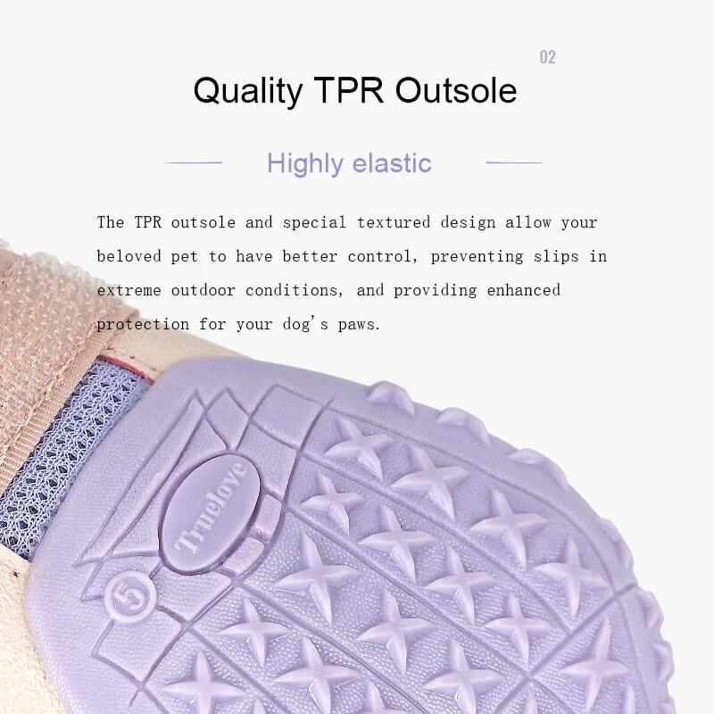 Truelove Dog Shoes TPR Sole Protectable Soft Outsole Dog Boots All Breed 4Pcs