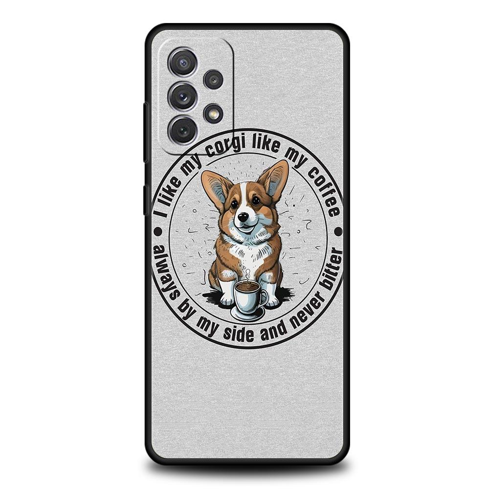 Cute Corgi Dog Phone Case for Samsung Galaxy A55 A35 A17 A07 A15 A13 A25 A51 A71 A72 A73 A32 A52 A52S A41 5G Soft TPU Shell Bags
