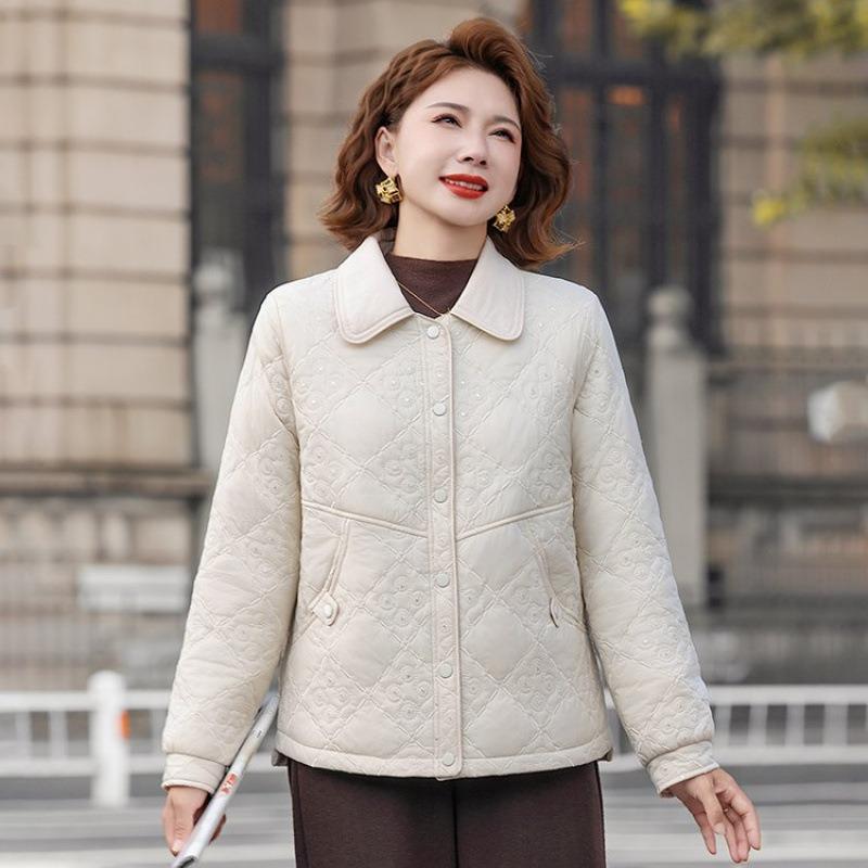 Winter Padded Jacket Large Size Light and Thin Padded Jacket Warm New Middle-aged and Old Women Autumn and Winter Warm Padded Jacket