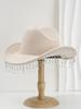 Women's Bridal Rhinestone Tassel Cowboy Hat Bachelorette Party Photo Prop Felt Hat White Party Hat for Bridesmaid Gift